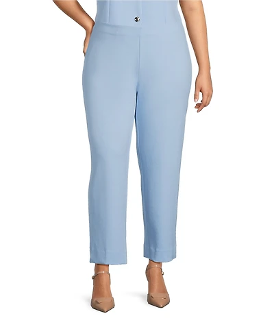 Anne Klein Plus Pull On Hollywood Waist Straight Ankle Heavy Cool Crepe