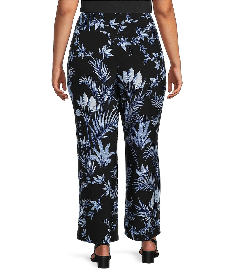 Anne Klein Plus Pull On Printed Jersey Knit Wide Leg Pant