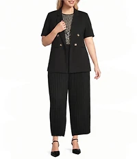 Anne Klein Plus Size Pull On Striped Ankle Pants