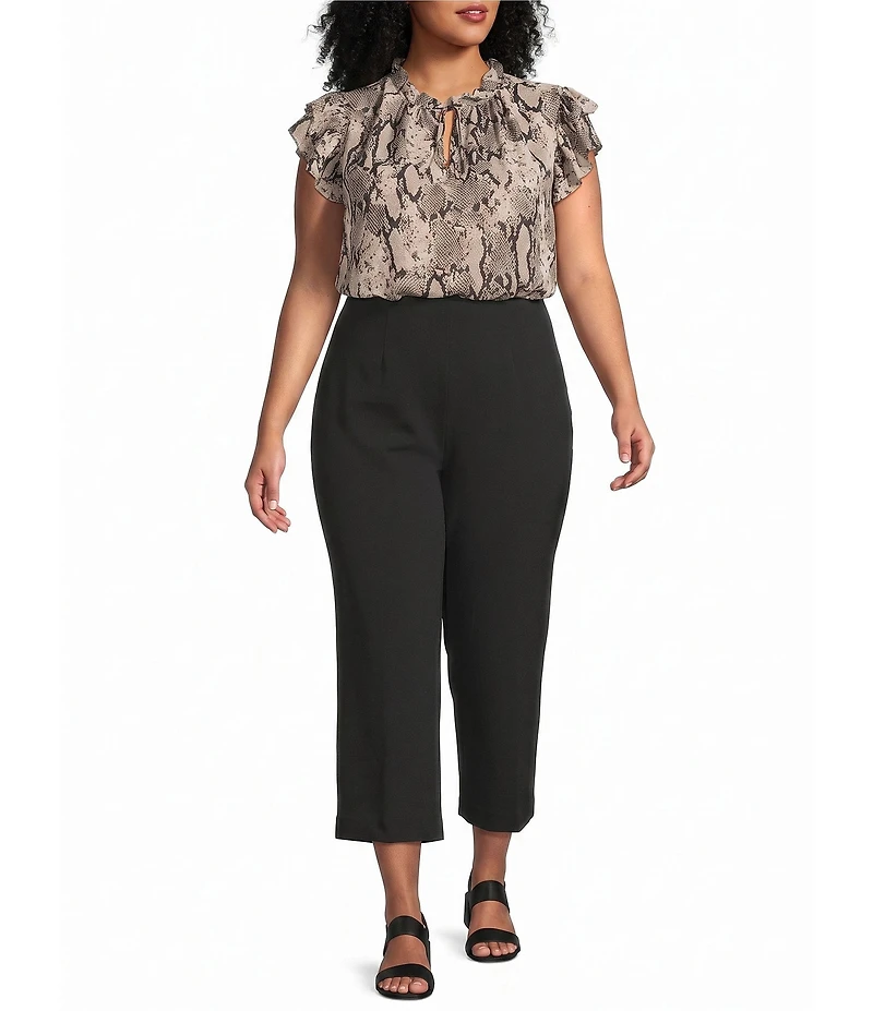 Anne Klein Plus Ruffle Sleeve Chiffon Printed Blouse
