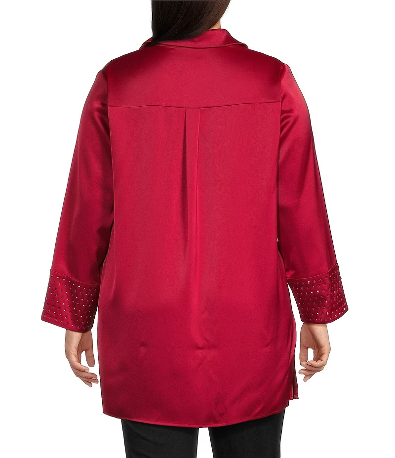 Anne Klein Plus Satin Collar V-Neck Tunic