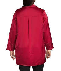 Anne Klein Plus Satin Collar V-Neck Tunic