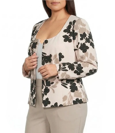 Anne Klein Plus Scoop Neck Floral Jacket