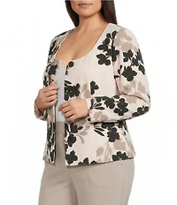 Anne Klein Plus Scoop Neck Floral Jacket