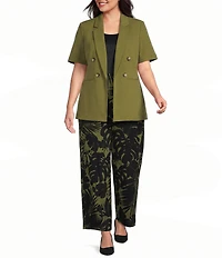 Anne Klein Plus Size Short Sleeve Faux Double Breasted Blazer