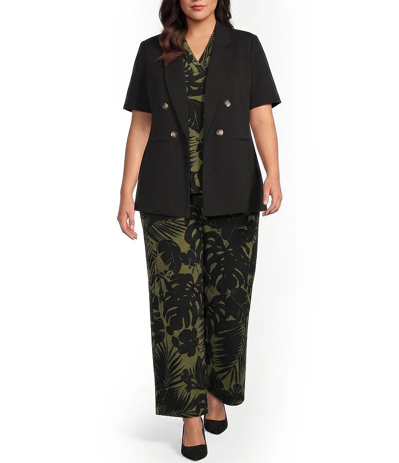 Anne Klein Plus Size Short Sleeve Faux Double Breasted Blazer