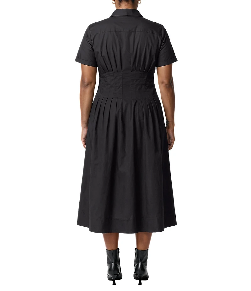 Anne Klein Plus Short Sleeve Midi Shirt Dress