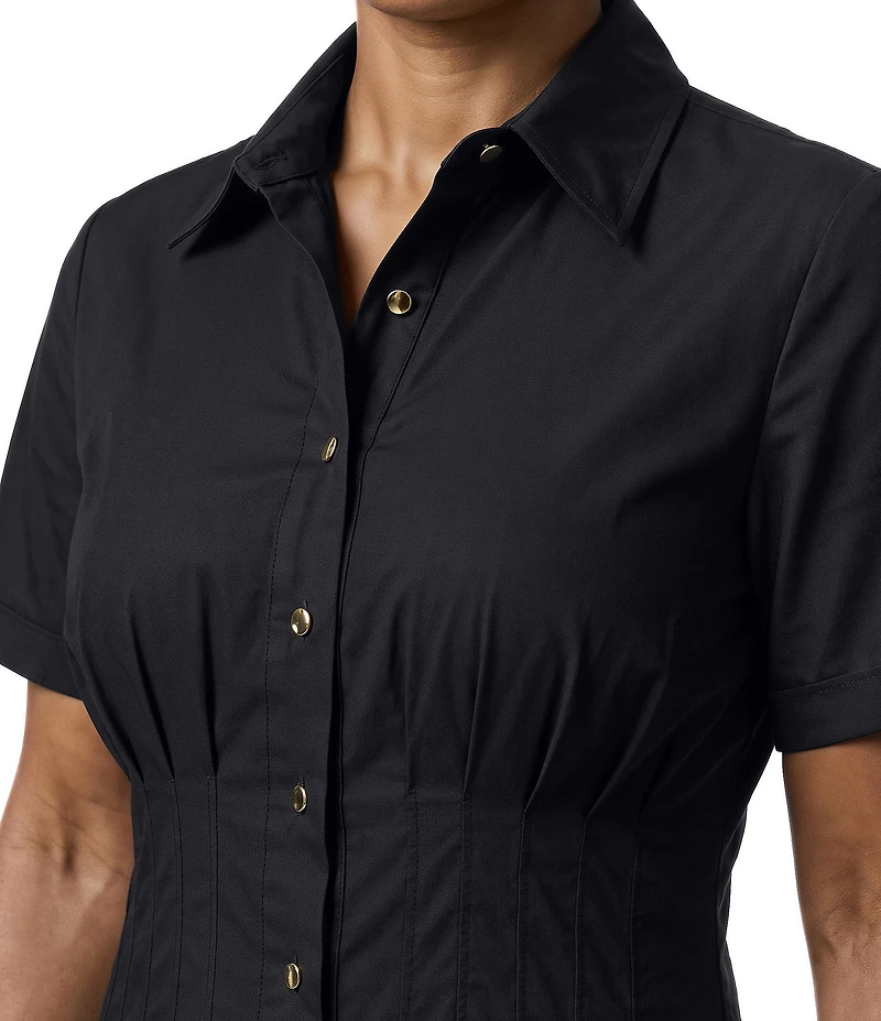 Anne Klein Plus Short Sleeve Midi Shirt Dress