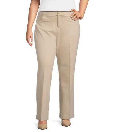 Anne Klein Plus Size Compression Stretch Knit Straight Wide-Leg Trouser Pants