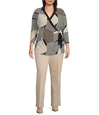 Anne Klein Plus Size Compression Stretch Knit Straight Wide-Leg Trouser Pants