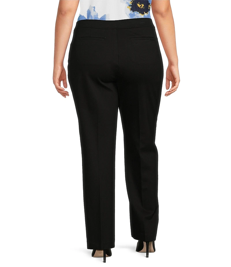 Anne Klein Plus Size Compression Stretch Knit Straight Wide-Leg Trouser Pants