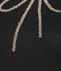 Anne Klein Plus Size Crew Neck 3/4 Sleeve Embellished Bow Knit Top