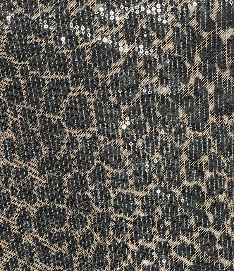Anne Klein Plus Size Crew Neck Short Sleeve Animal Sequined Mesh T-Shirt