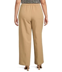 Anne Klein Plus Size Fly Front High Rise Twill Wide Leg Pants