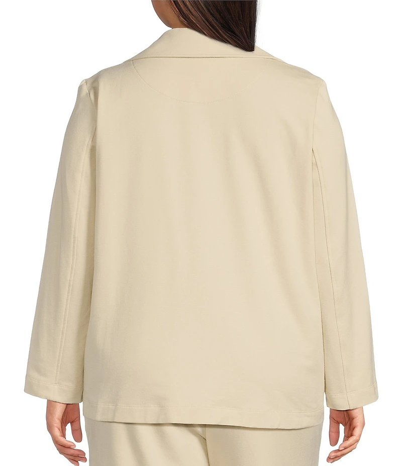 Anne Klein Plus Size French Terry Notch Collar Faux Double Breasted Jacket