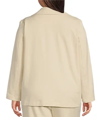 Anne Klein Plus Size French Terry Notch Collar Faux Double Breasted Jacket
