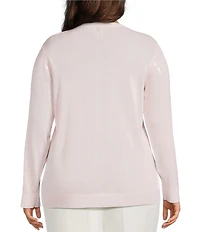 Anne Klein Plus Size Long Sleeve Sequin Button Front Cardigan