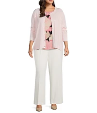 Anne Klein Plus Size Long Sleeve Sequin Button Front Cardigan