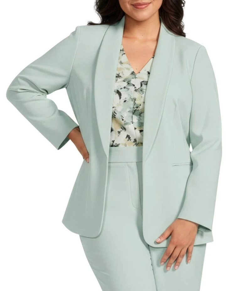 Anne Klein Plus Size Shawl Collar Open Front Jacket