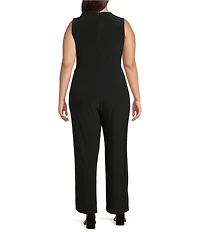 Anne Klein Plus Size Surplice V-Neck Sleeveless Jumpsuit