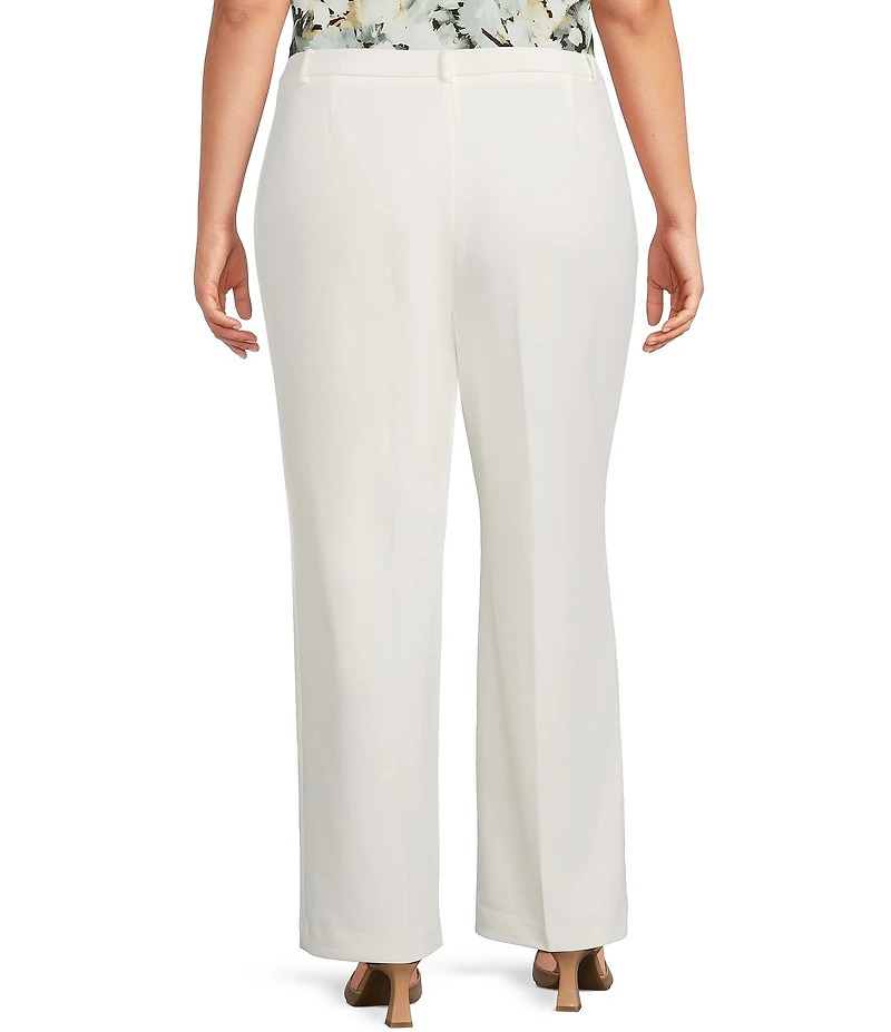Anne Klein Plus Size White Dove Pull-On Wide Leg Pants