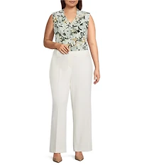 Anne Klein Plus Size White Dove Pull-On Wide Leg Pants