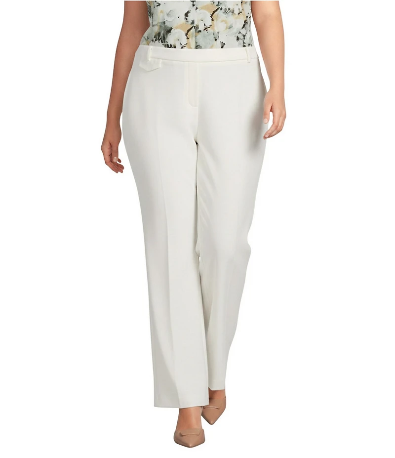 Anne Klein Plus Size White Dove Pull-On Wide Leg Pants