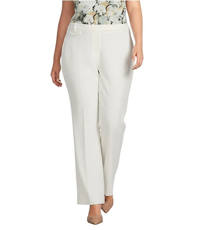 Anne Klein Plus Size White Dove Pull-On Wide Leg Pants