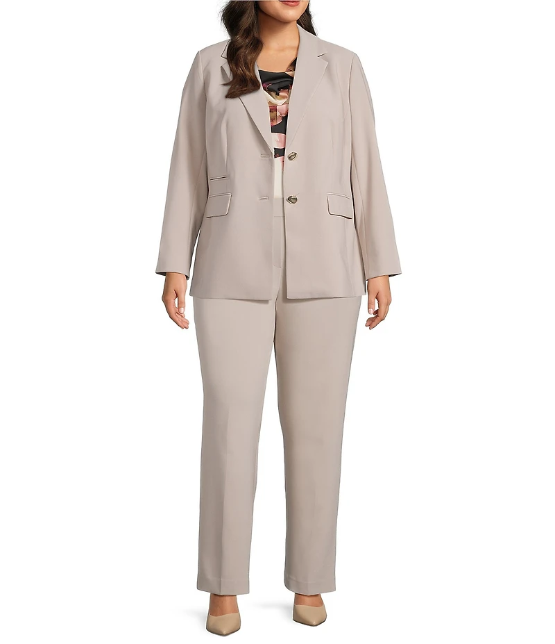 Anne Klein Plus Three Pocket Long Sleeve Notch Collar Blazer