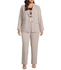 Anne Klein Plus Three Pocket Long Sleeve Notch Collar Blazer