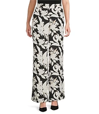 Anne Klein Pull On Floral Elastic Back Wide Leg Pants