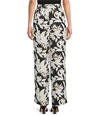 Anne Klein Pull On Floral Elastic Back Wide Leg Pants