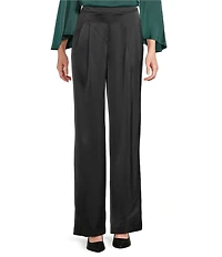 Anne Klein Pull On High Rise Wide Leg Satin Pants