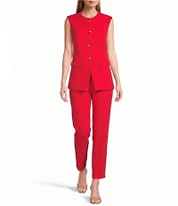 Anne Klein Pull On Hollywood Waist Straight Ankle Heavy Cool Crepe Pants