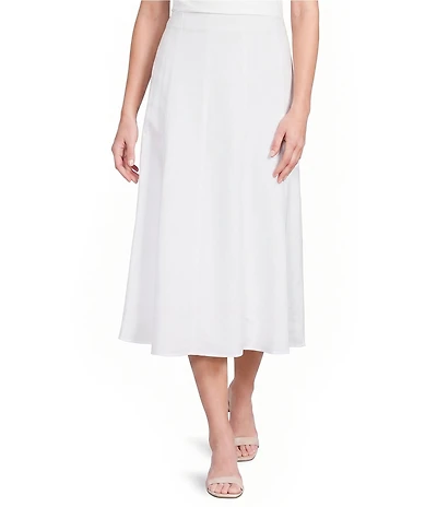 Anne Klein Pull On Paneled A Line Midi Linen Skirt