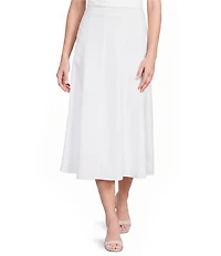 Anne Klein Pull On Paneled A Line Midi Linen Skirt