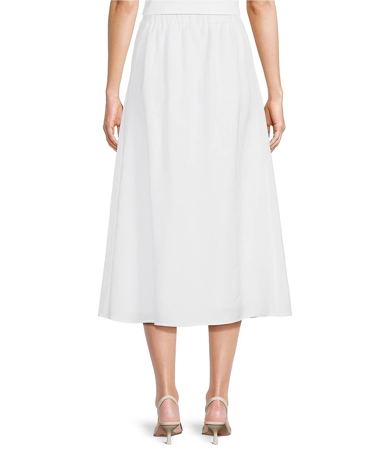 Anne Klein Pull On Paneled A Line Midi Linen Skirt