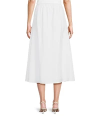 Anne Klein Pull On Paneled A Line Midi Linen Skirt