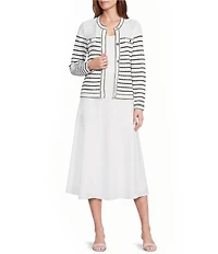 Anne Klein Pull On Paneled A Line Midi Linen Skirt