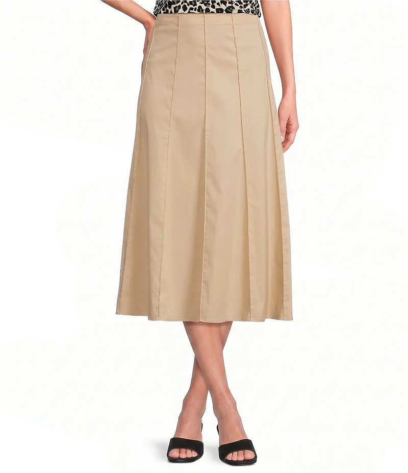Anne Klein Pull On Paneled A Line Poplin Midi Skirt