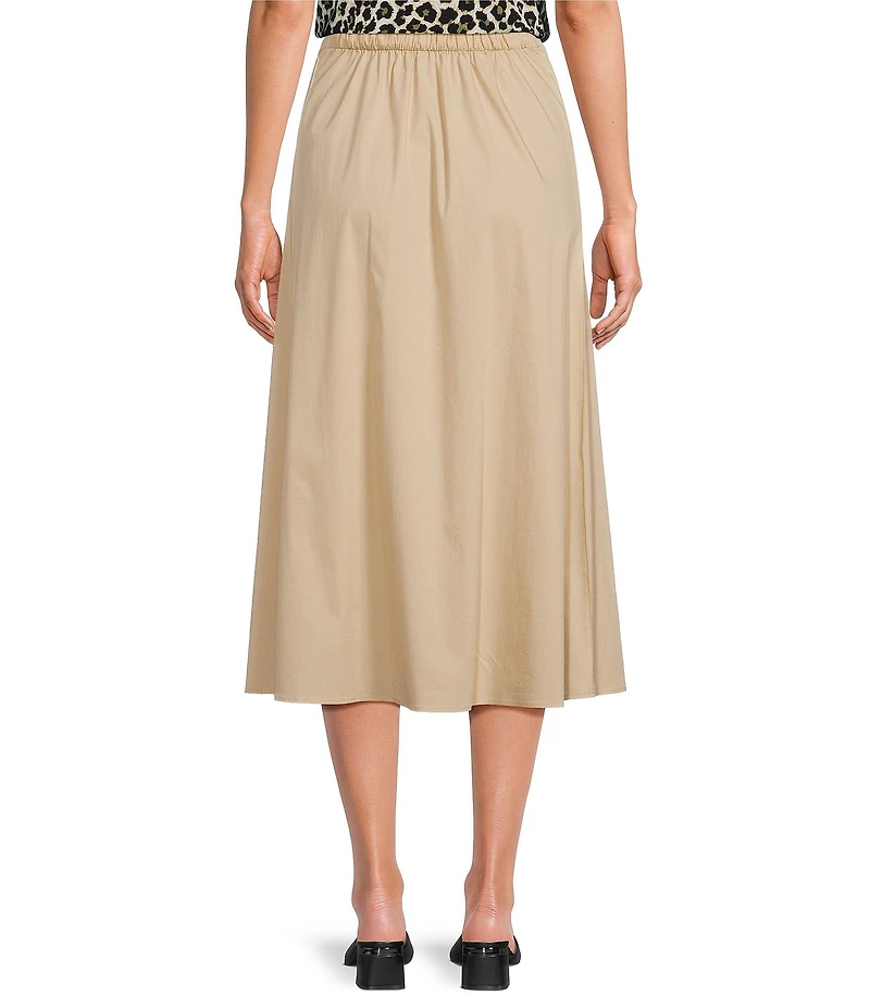 Anne Klein Pull On Paneled A Line Poplin Midi Skirt
