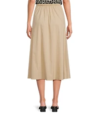 Anne Klein Pull On Paneled A Line Poplin Midi Skirt