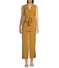 Anne Klein Pull-On Pleat Front Wide Leg Ankle Pants