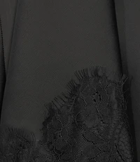 Anne Klein Pull On Satin Lace Trim Flared Midi Skirt