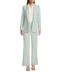 Anne Klein Pull On Stretch Front Pockets Straight Leg Trouser Pants