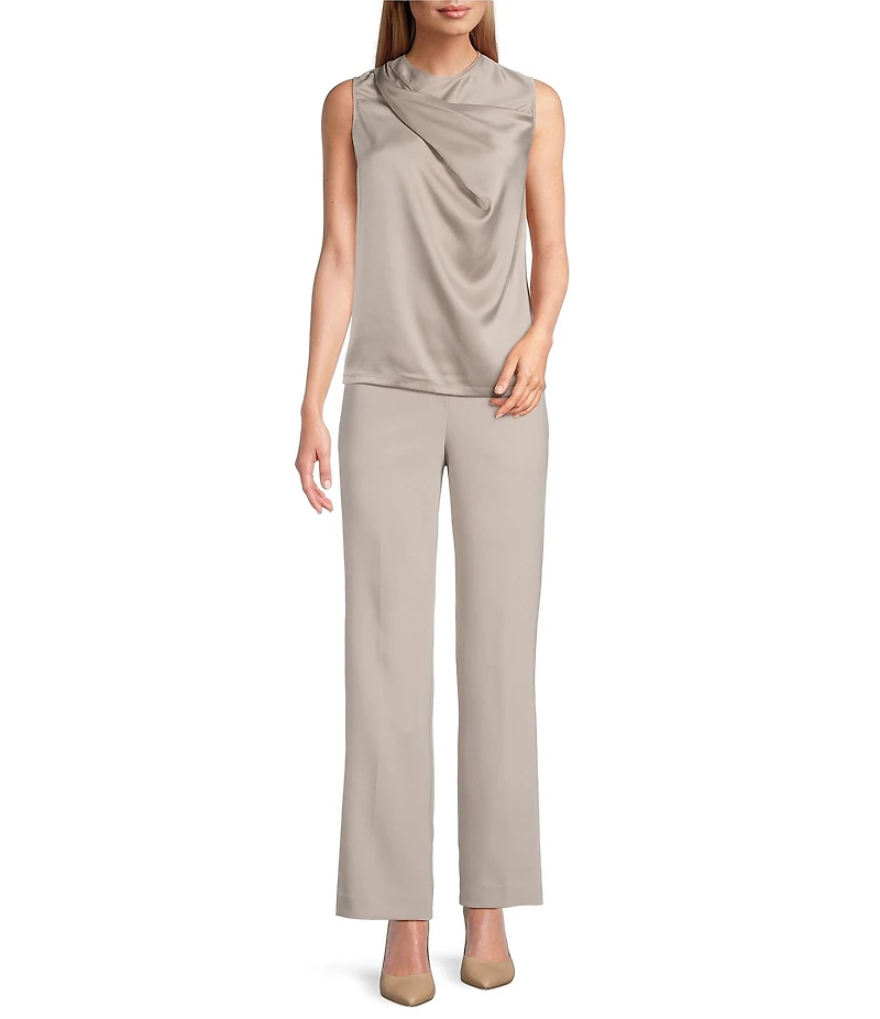 Anne Klein Pull On Stretch Front Pockets Straight Leg Trouser Pants