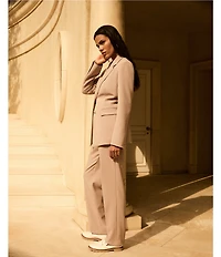 Anne Klein Pull On Stretch Front Pockets Straight Leg Trouser Pants