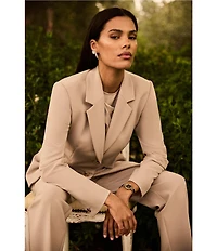 Anne Klein Pull On Stretch Front Pockets Straight Leg Trouser Pants