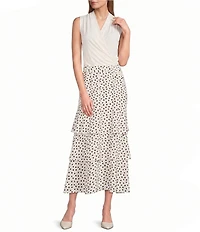 Anne Klein Pull On Tier Dotted A-Line Maxi Skirt