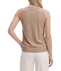 Anne Klein Sequin Crew Neck Sleeveless Tank Top